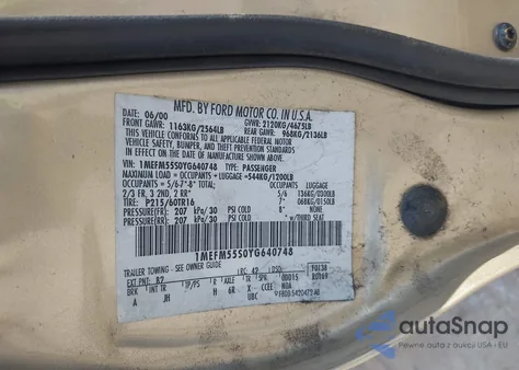 2000 Mercury Sable Ls Premium из США, поврежденный, VIN 1MEFM55S0YG640748